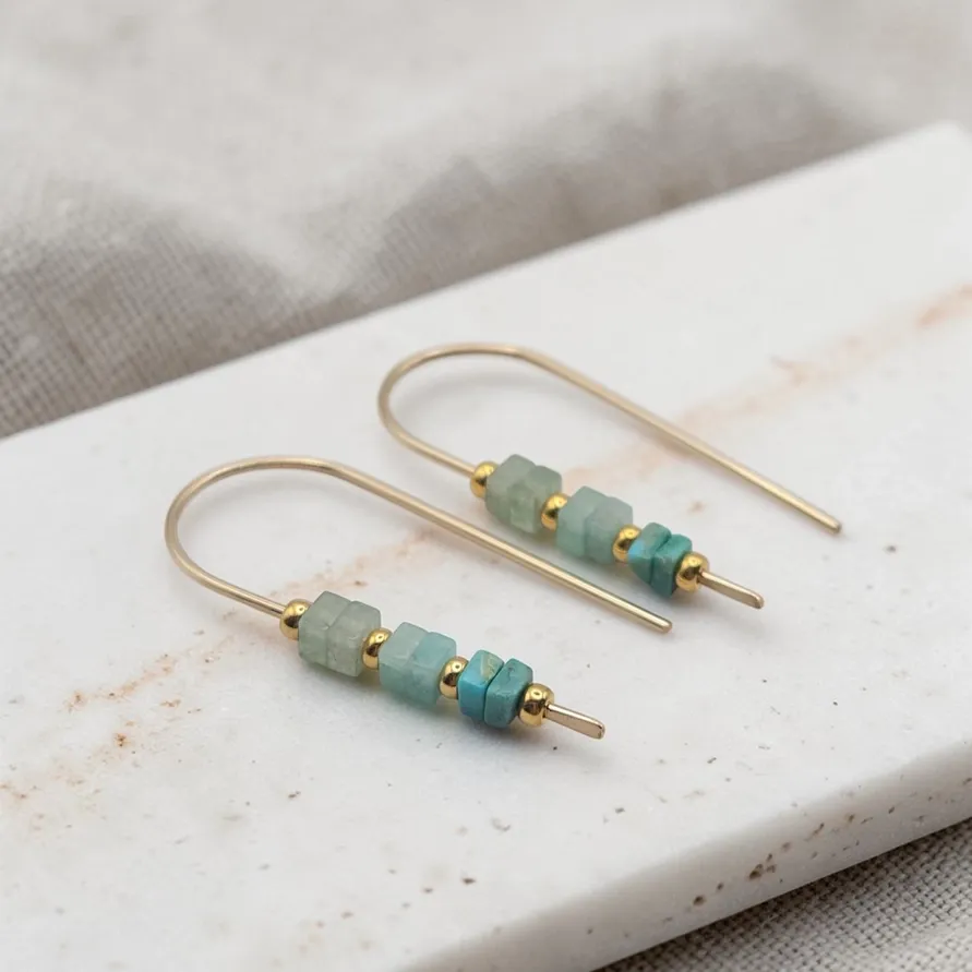 Small Multi Gem Earrings- Greens