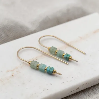 Small Multi Gem Earrings- Greens