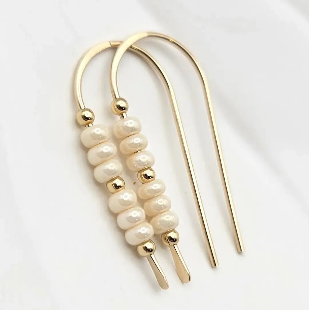 Pearl Beaded Threader Earrings