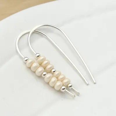 Pearl Beaded Threader Earrings