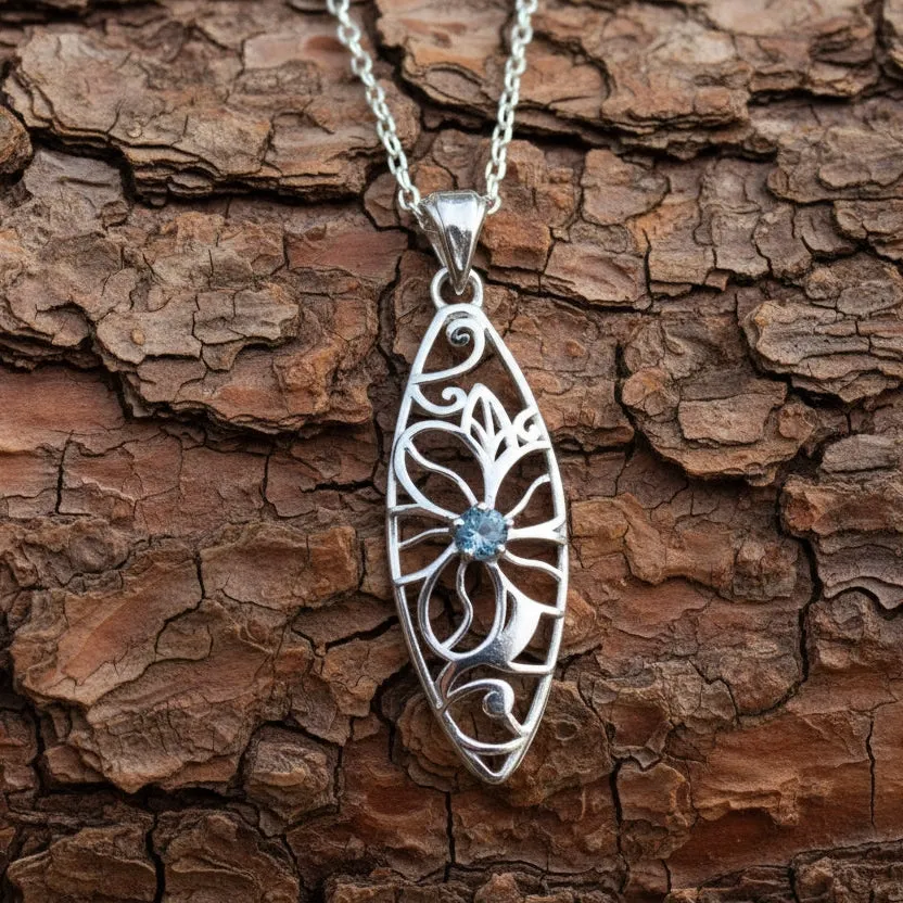 Floral Navette Shappire Necklace