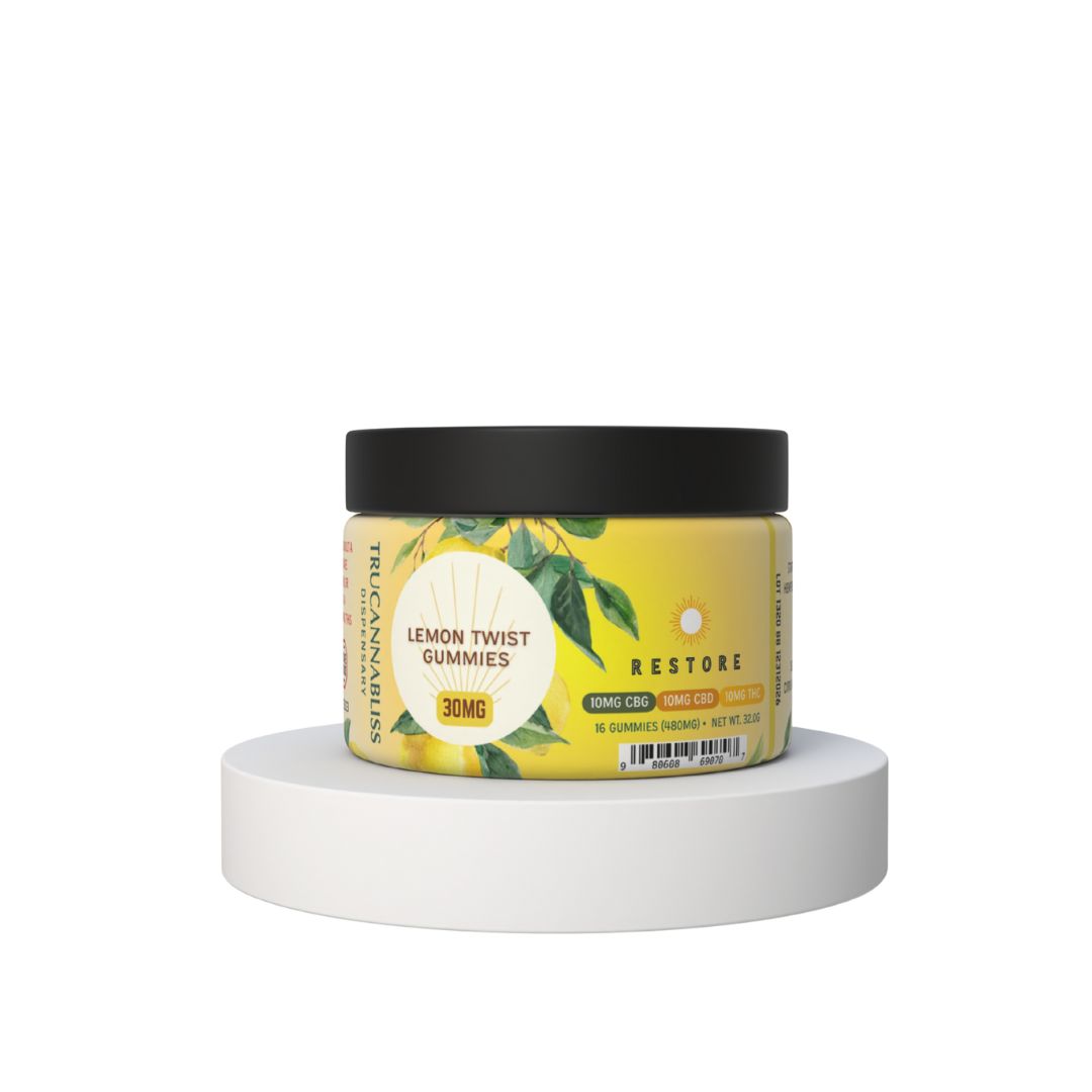 TruCannaBliss Restore 1:1:1 CBG/CBD/ D9 THC Gummies, Size: 8 Count (30mg Per Gummy)