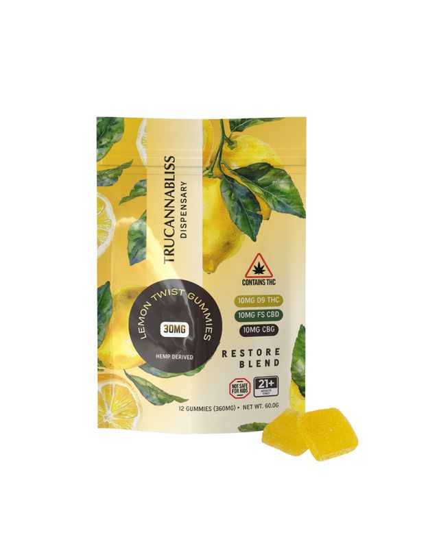 TruCannaBliss Restore 1:1:1 CBG/CBD/ D9 THC Gummies