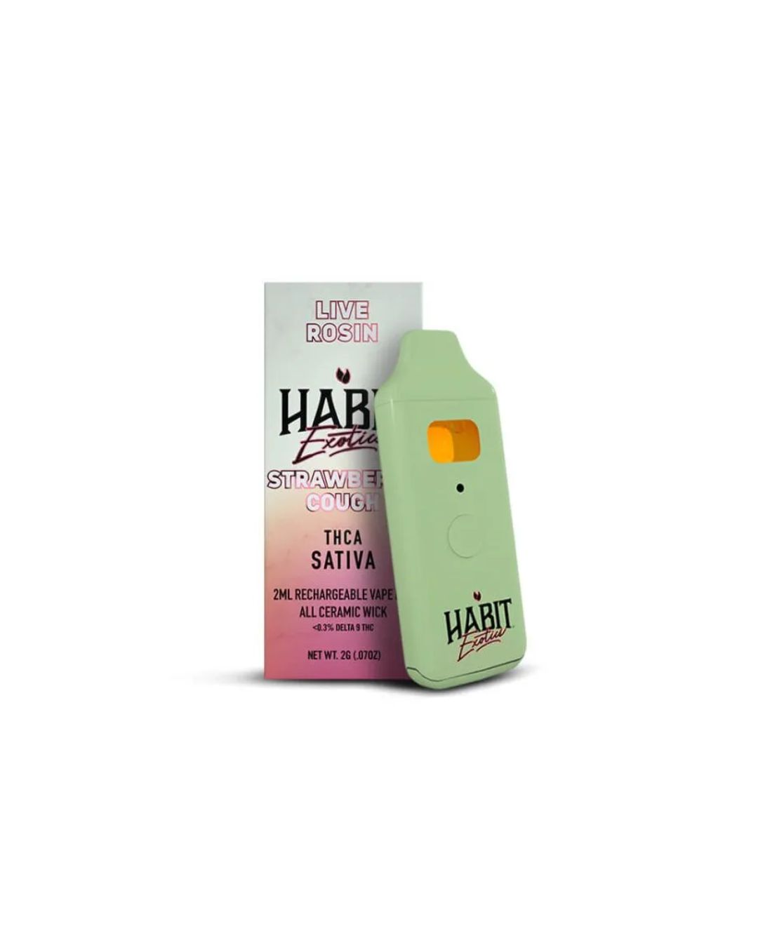 Habit 2g THCa Live Rosin Exotic Disposable Vape, Variation: Strawberry Cough - Sativa