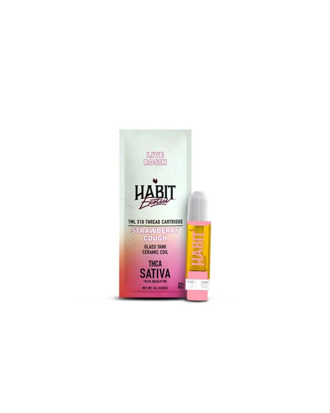 Habit 1g THCa Live Rosin Exotic Vape Cartridge, Variation: Strawberry Cough - Sativa