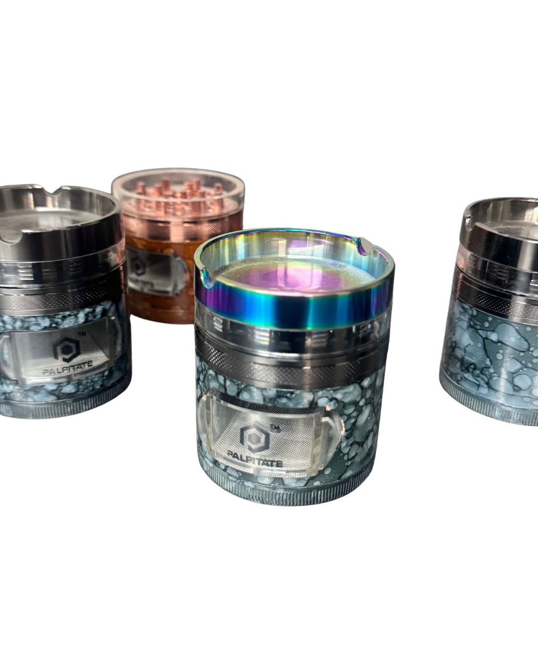Palpitate Pop Out Drawer Grinder, Variation: Assorted Design w/ Pop-out Drawer and Ashtray