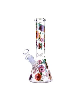 10″ Butterfly Floral Glass Bong Beaker Water Pipe