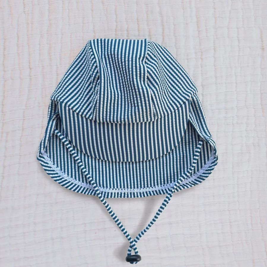 Navy Seersucker Childs Stretch Hat 12 - 24 months