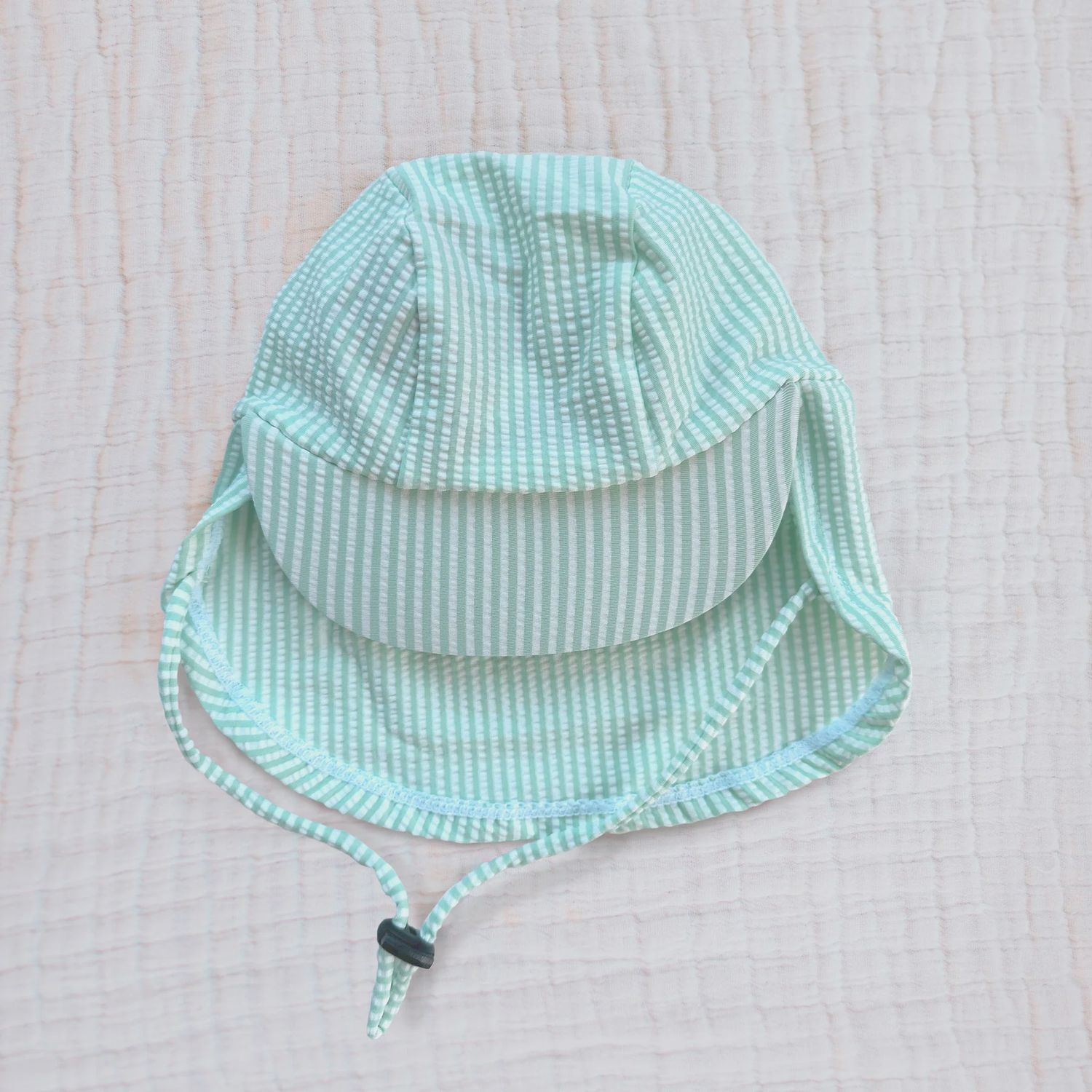 Green Seersucker Childs Stretch Sunhat 12 -24 Months