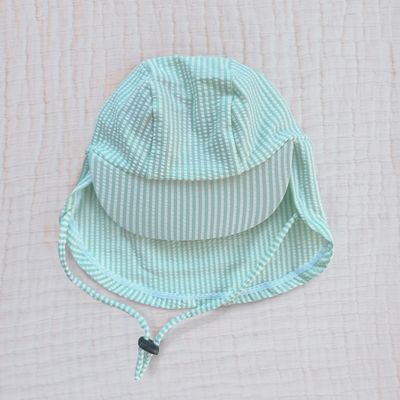 Green Seersucker Childs Stretch Sunhat 12 -24 Months