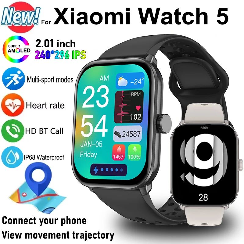 Xiaomi Watch 5 Global Version Men Women HD AMOLED Display Heart Rate Bluetooth Call GPS Track Waterproof Sports Smart Watch