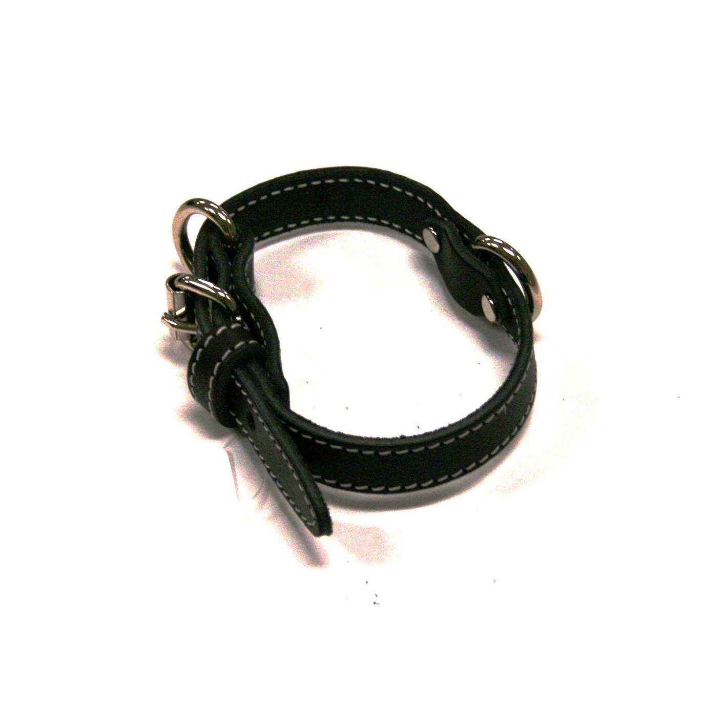 Single Leather Collar - Black, Size: 3/4x16&quot;