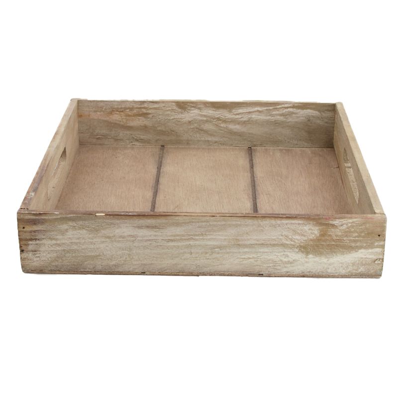 Wooden Tray, Color: Brown Burned, Size: 26x26x5cm