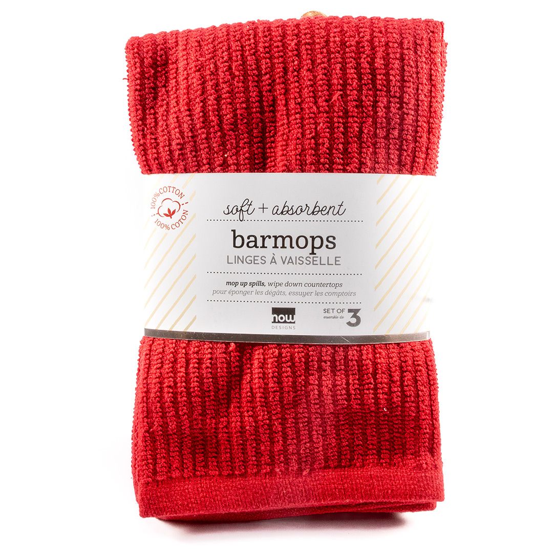 Danica - Barmop Towel Set of 3 , Color: Red, Size: 18x16