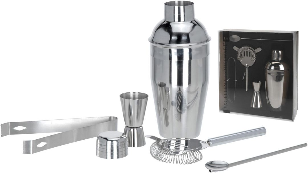Cocktail Shaker Set 5Pcs, Color: Stainless Steel
