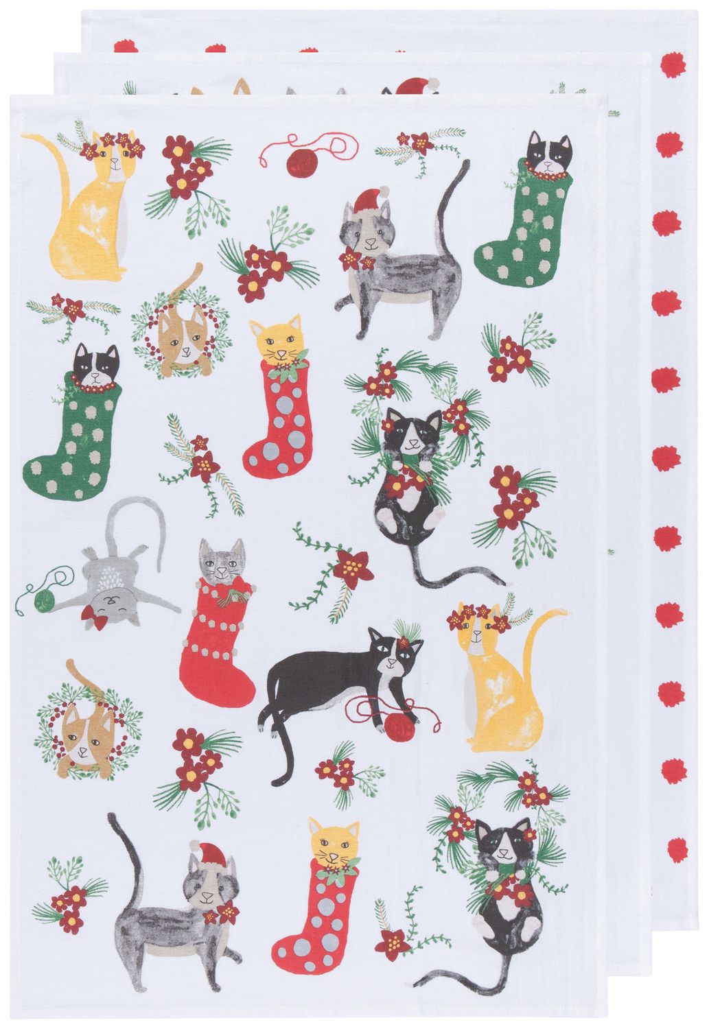 Danica - Tea Towel Bakers Floursack Set of 3, Variety: Meowy Xmas