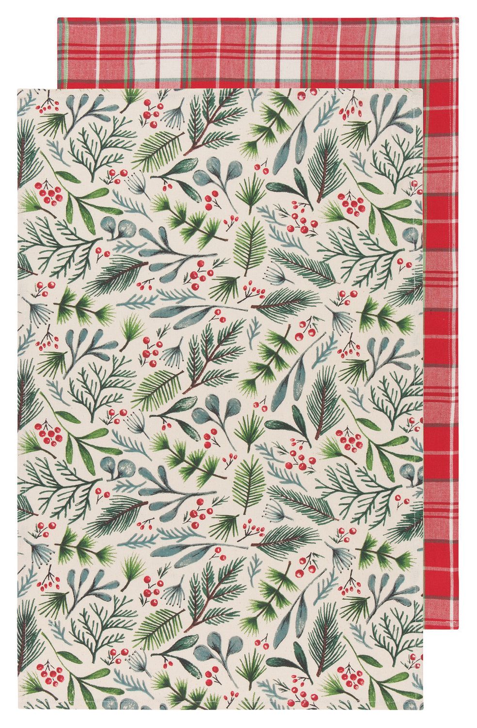 Danica - Tea Towel Cotton 28x18 Set of 2 50% OFF **FINAL SALE**, Color: Bough &amp; Berry