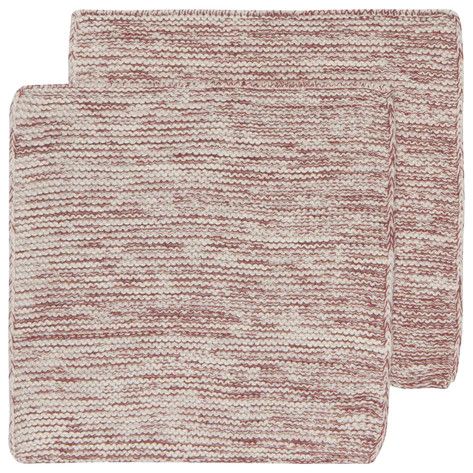 Heirloom Knitted Dishcloth Set of 2, Color: Wine