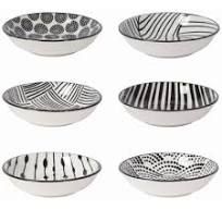 Danica - Pinch Bowl Set of 6 , Variety: Black Dots