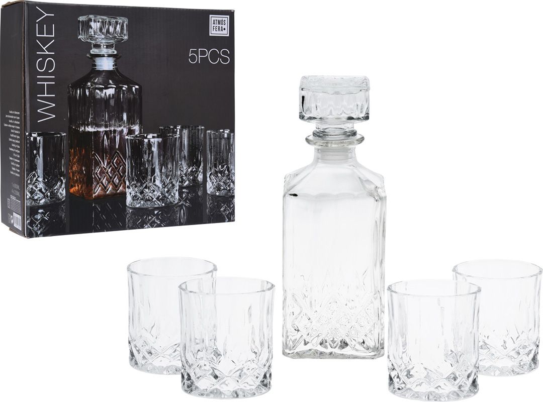 Decanter Glass With Lid and 4 Glasses Decanter Glass With Lid and 4 Glasses