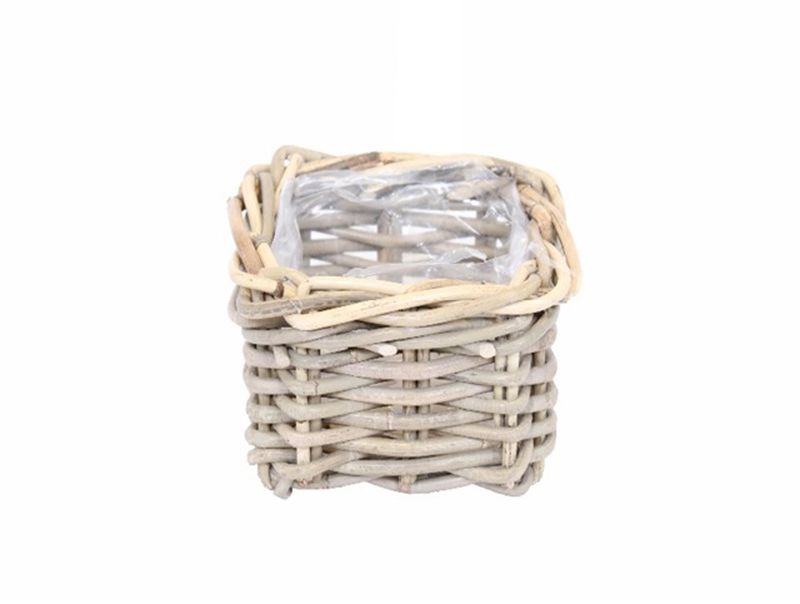 Planter Rattan Grey Square