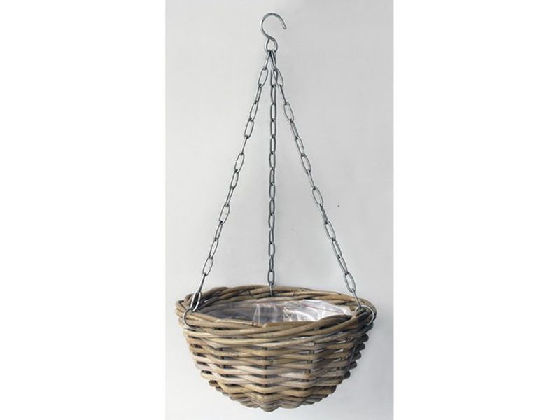 Hanging Planter Rattan Grey With Lining