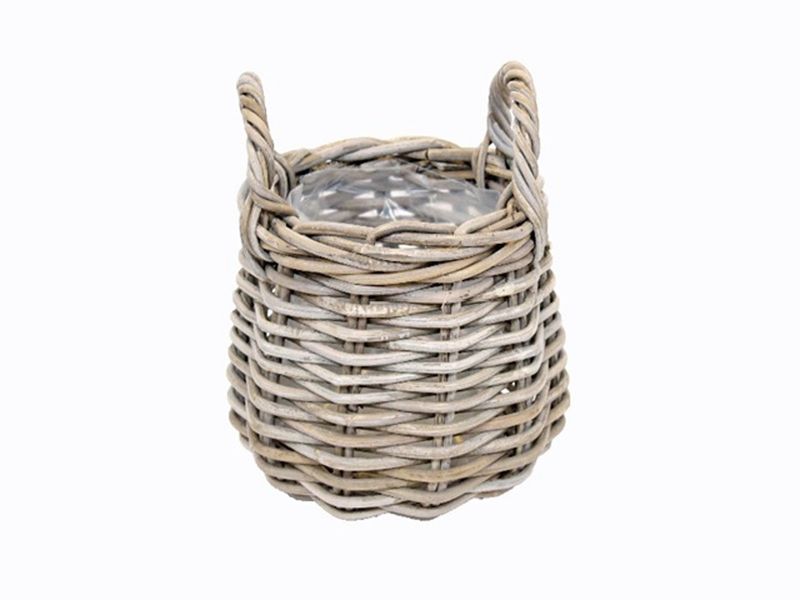 Basket Rattan Grey With Lining Round