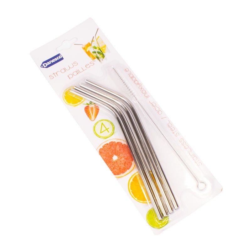 Danesco - Stainless Steel Straws s/4 with cleaner