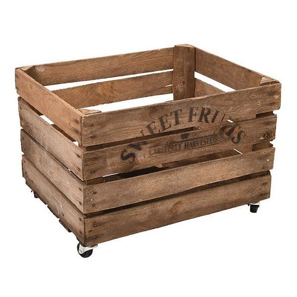 Apple crate wood with wheels