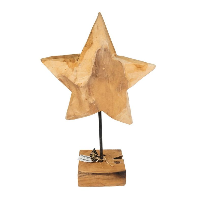 Teak star on stand 28x10x40cm