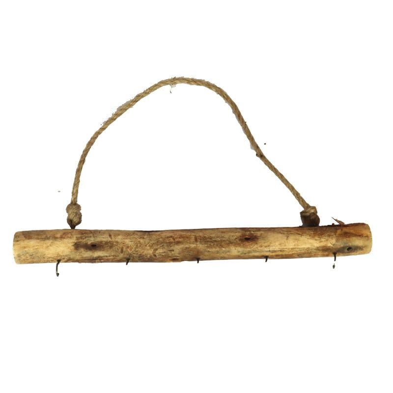 Historic Wood Stick Hanger with 5 Hooks 50x25cm