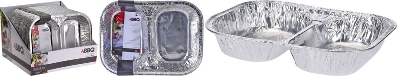 2 Compartment Aluminum Grill Pan - 35x26x6cm Set of 2pcs