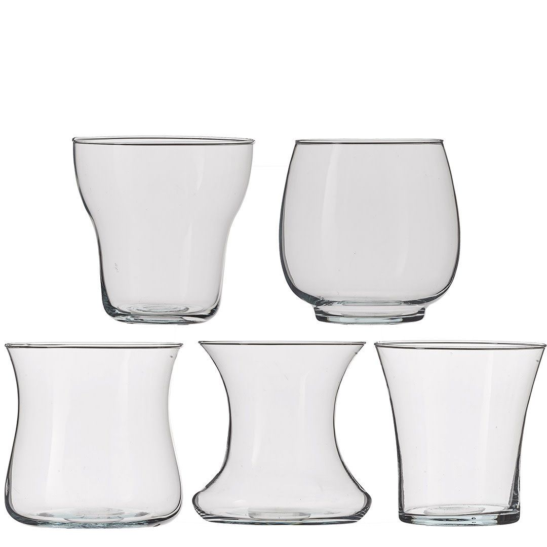 Vase glass 5 assorted pdq - h14xd14,5cm