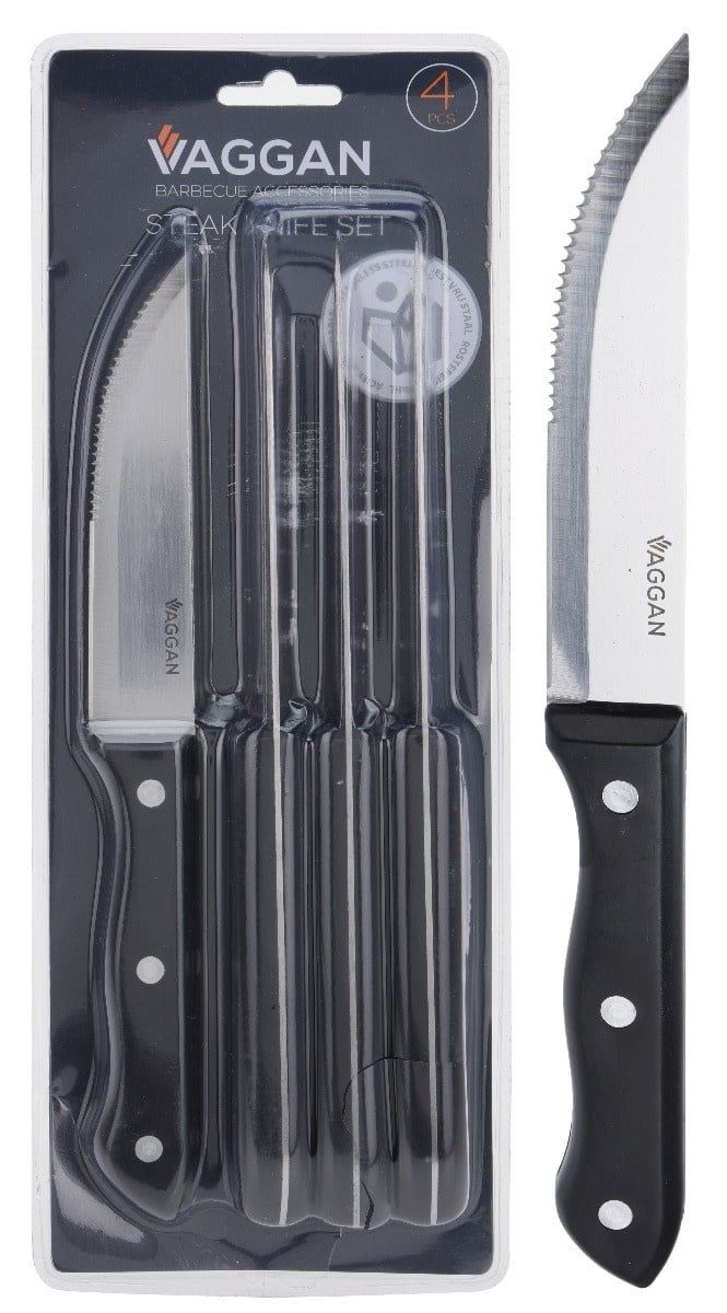 Steak Knives -  Set of 4 pcs Black Handle