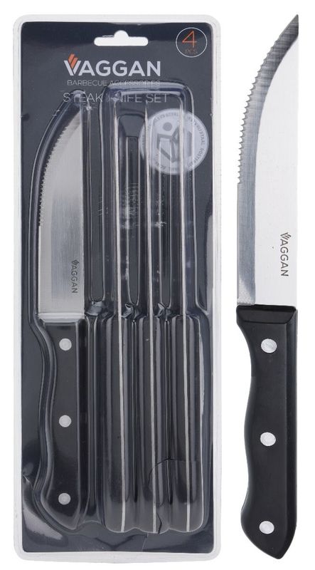 Steak Knives -  Set of 4 pcs Black Handle