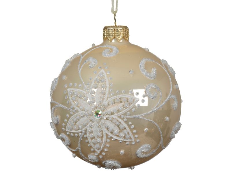 Xmass Ball 8cm - Crystal Flower
