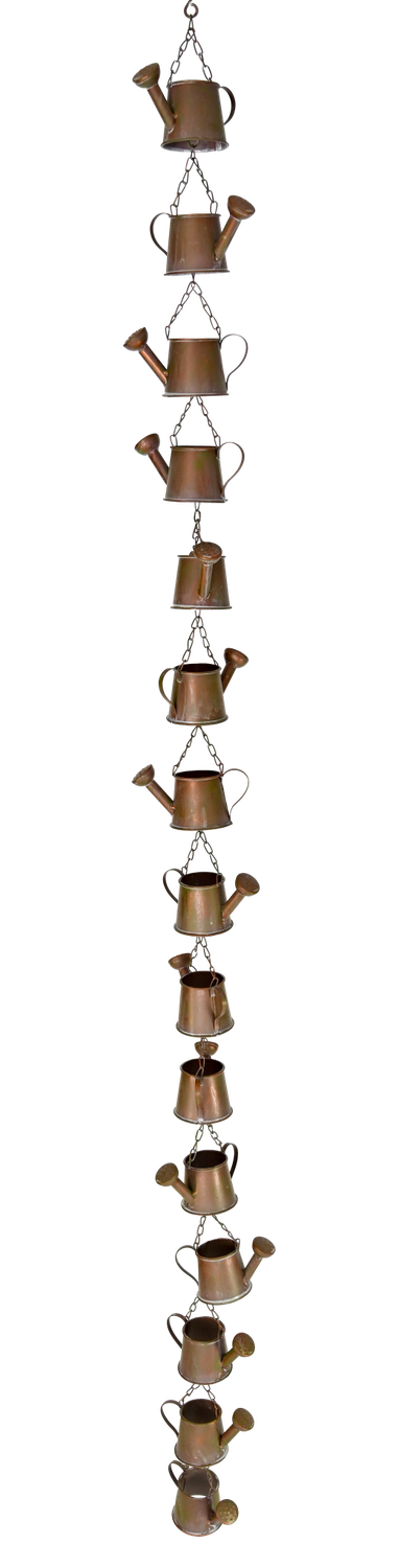 Pacific Rim - Copper Watering Can Rain Chain - 96&#39;&#39; Length