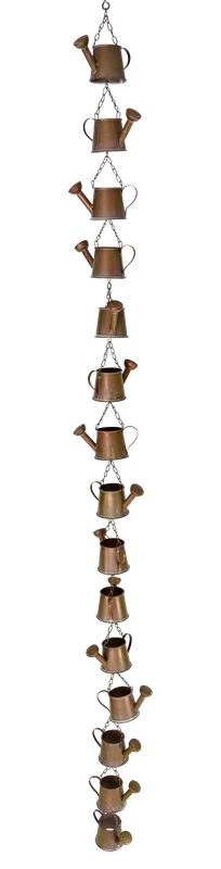 Pacific Rim - Copper Watering Can Rain Chain - 96&#39;&#39; Length