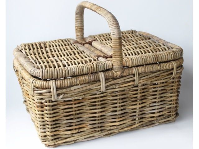 Picnicbasket Rattan Grey 50X35H25cm