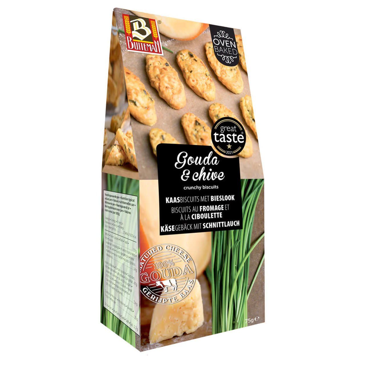 Buiteman - Gouda &amp; Chive Biscuits 75g - single