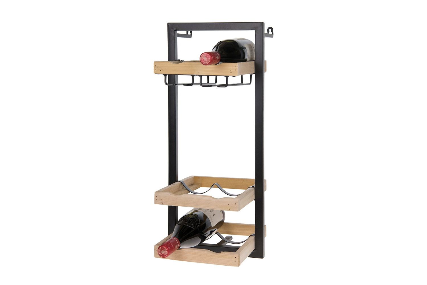 Wine Bottle Rack Metal / Wood 57x25x25cm
