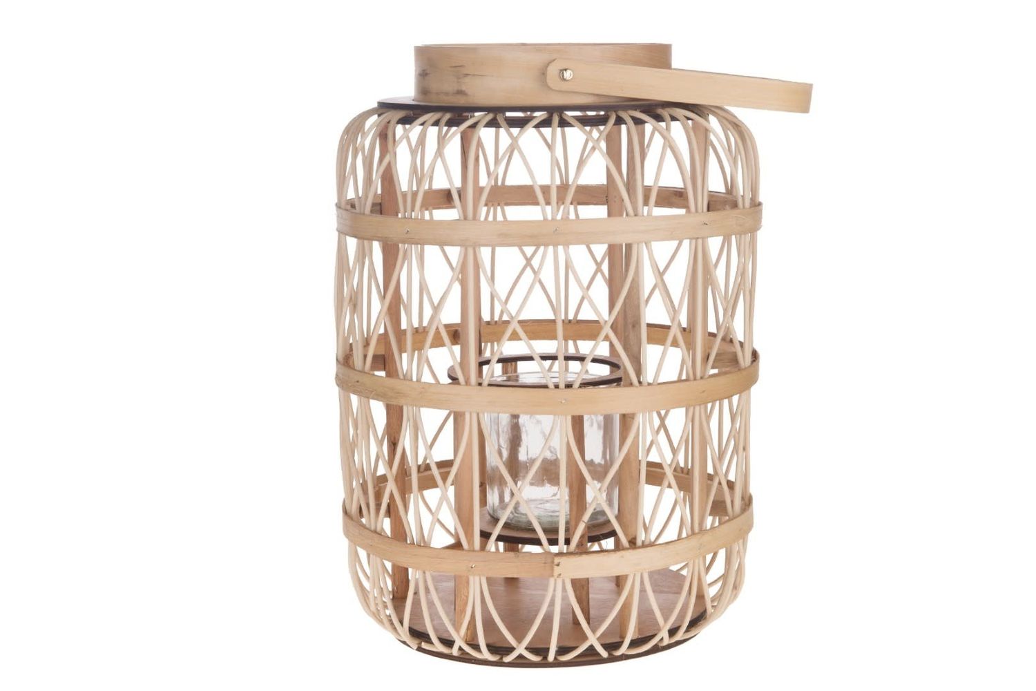 Bamboo Lantern with Glass dia 39x50cm