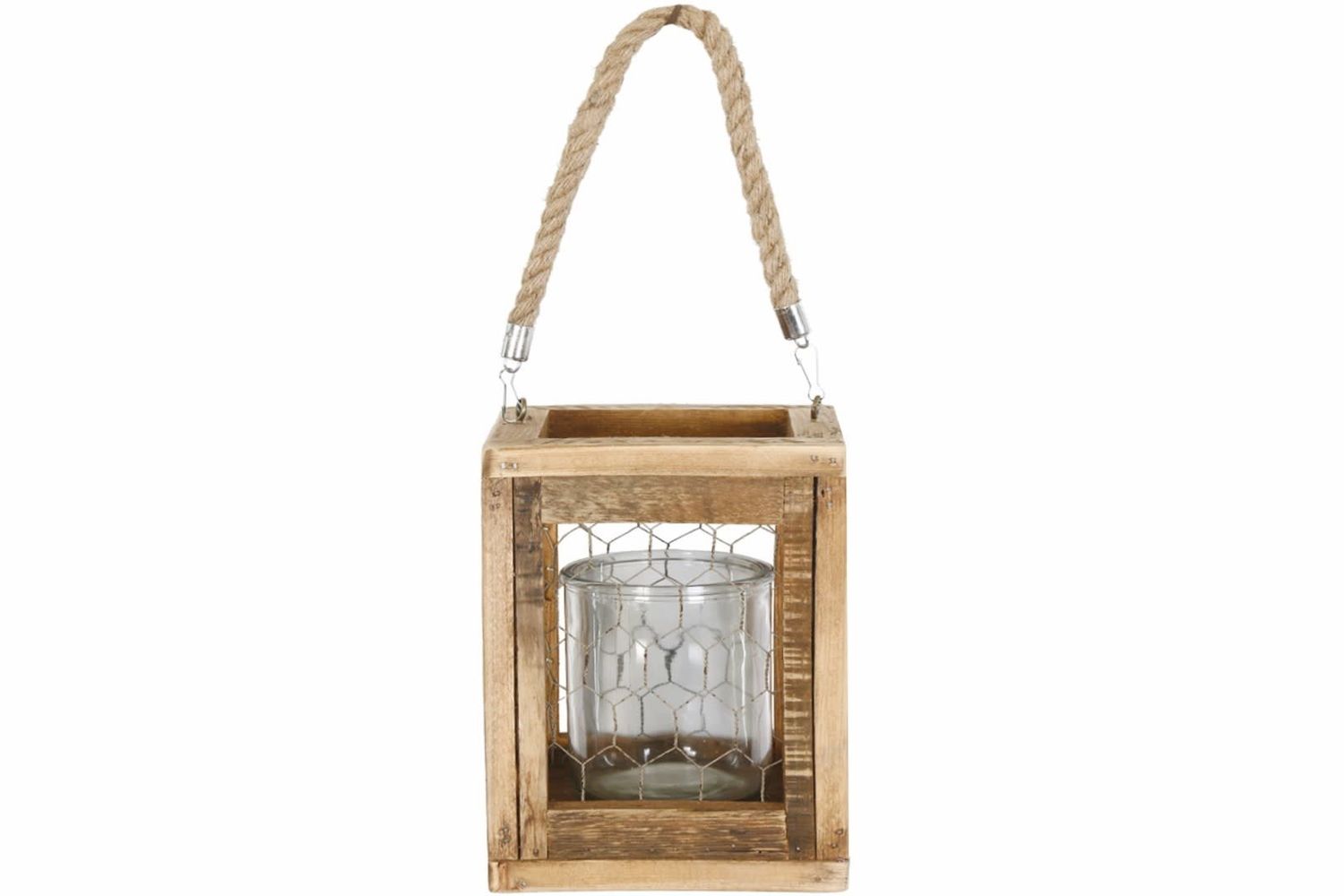 Lantern Historic with Glass Wood 19x19x25.5cm