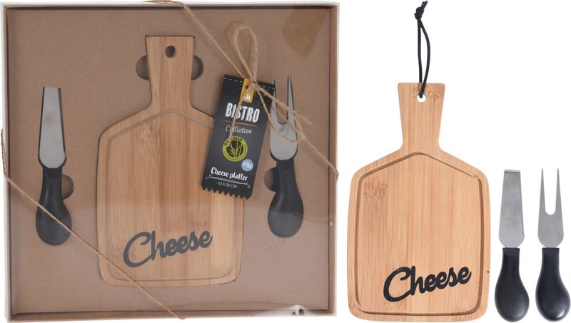 Cheese Set Bamboo W 2 Knives