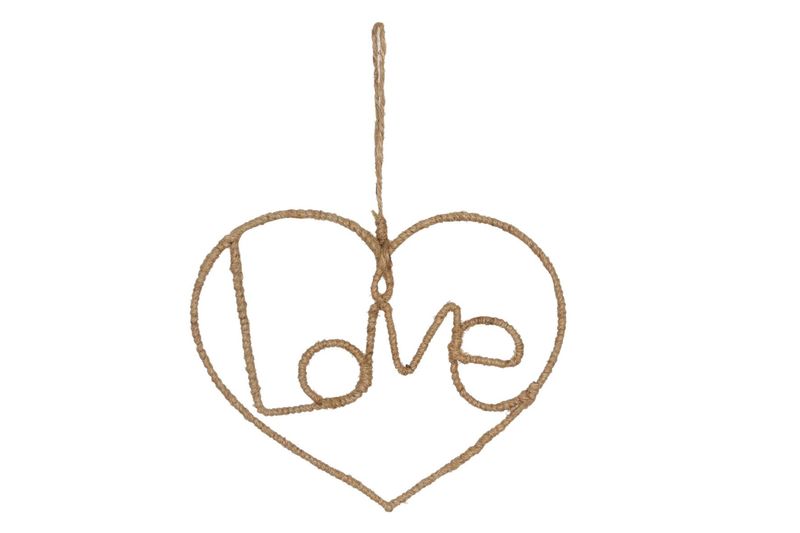 Hanging Rope Heart Love 24x21cm