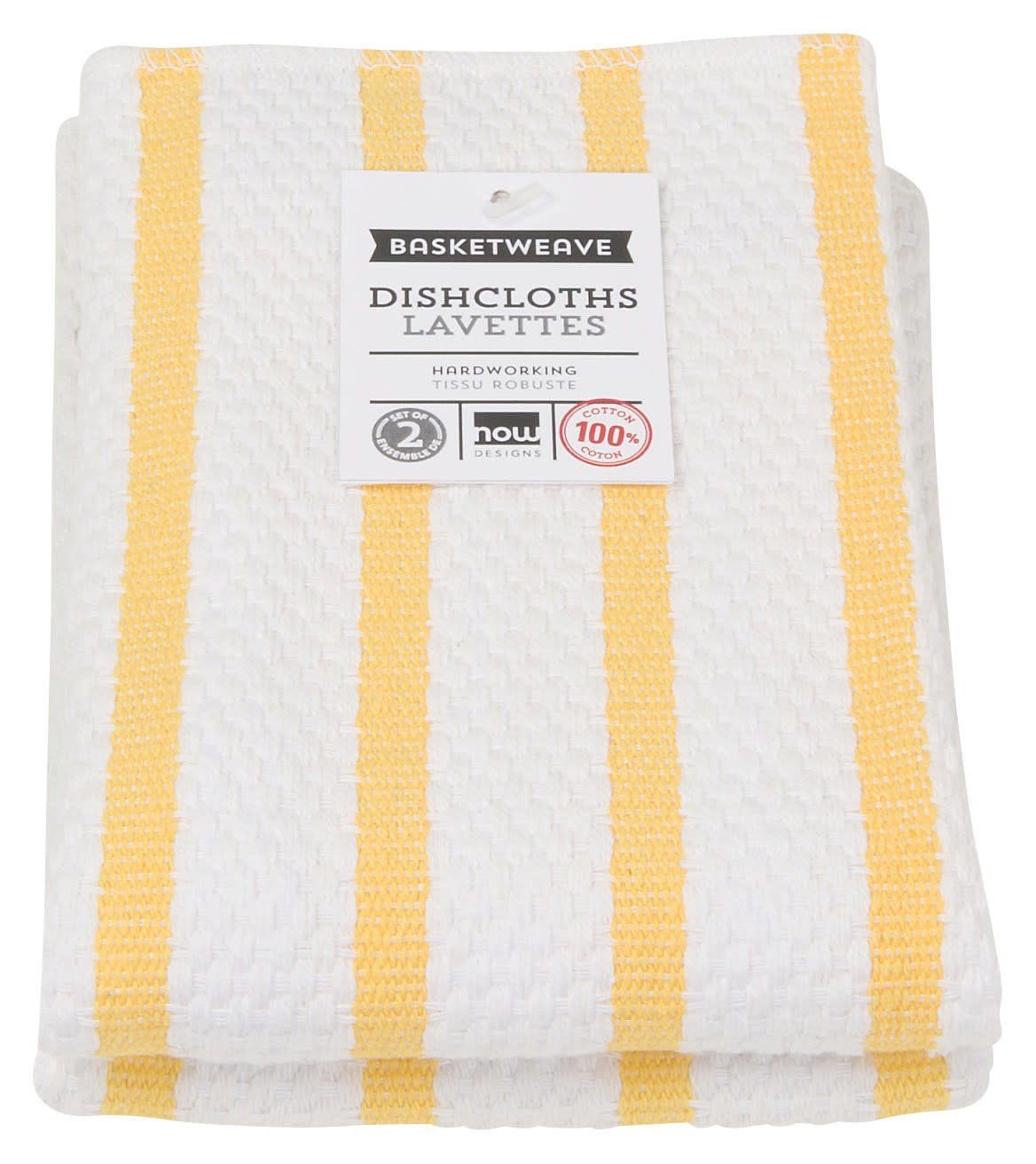 Dish Cloth - Set of 2 Basketweave Lemon