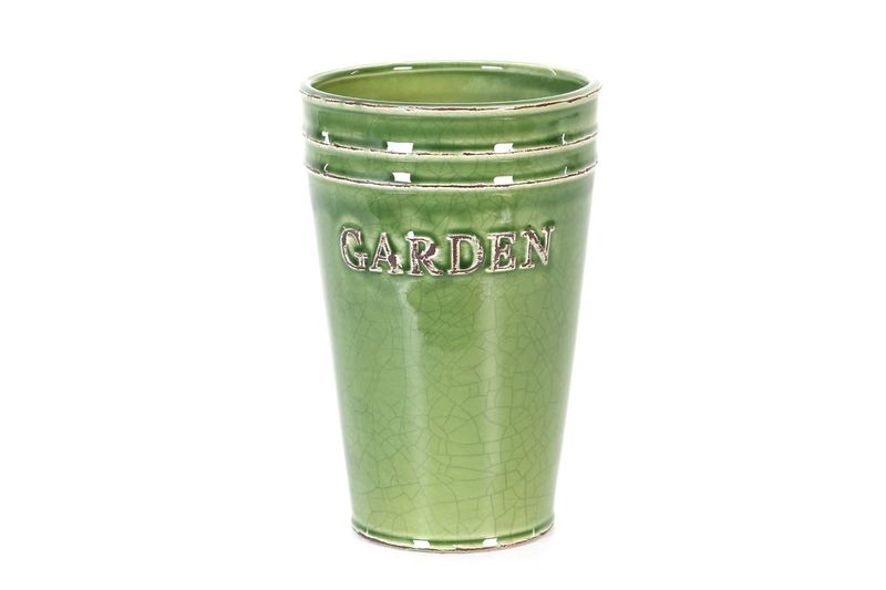 Garden Vase Ceramic - Green - 15x22cm