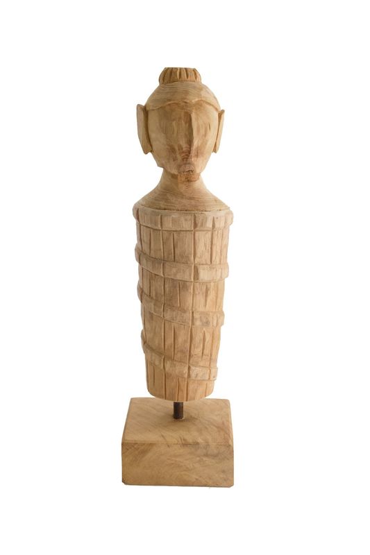 Statue on Stand Teak - 10.5x10.5x38cm