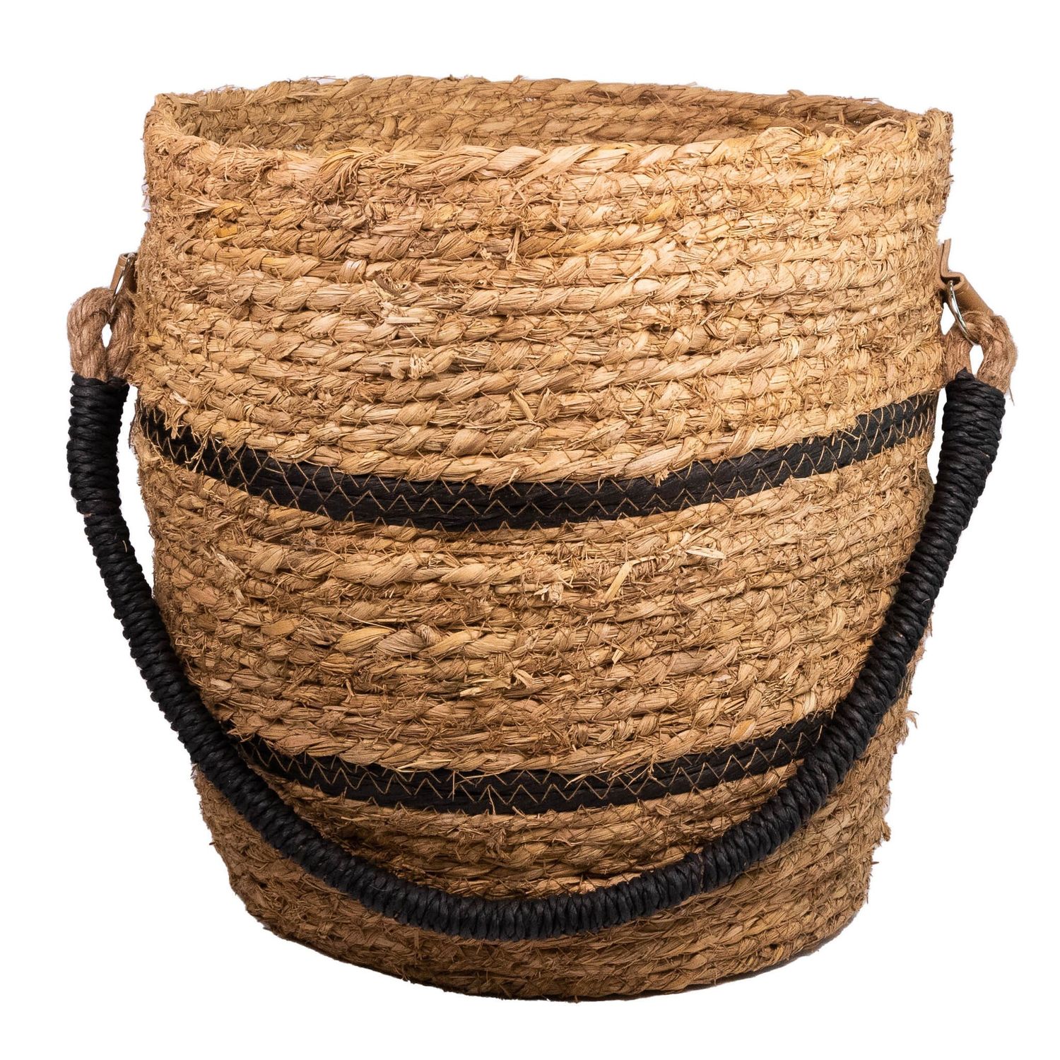 Basket  Medium - Black Stripes with Handle 37x37x38