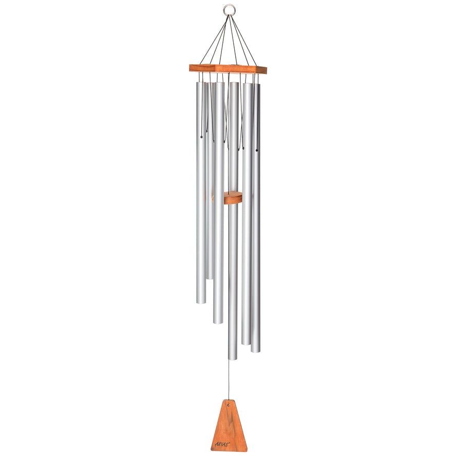 Arias Chime - 6 Tube  - Satin Silver - 44&quot;